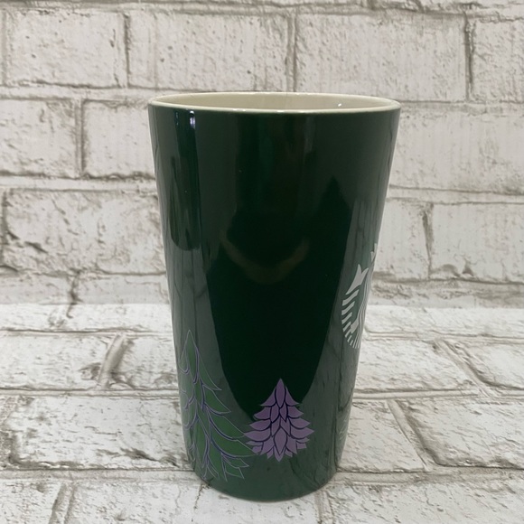 2020 STARBUCKS Tall Green Holiday Pine Trees Ceramic Coffee Mug 16fl.oz - Picture 11 of 16